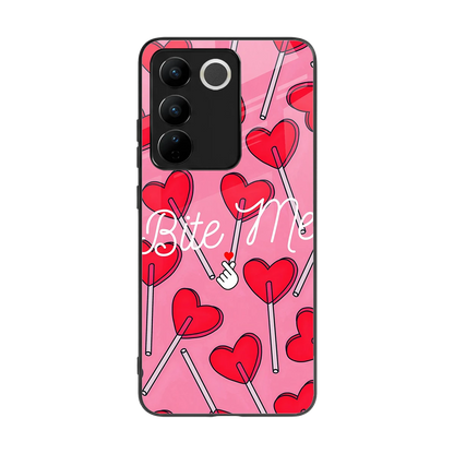 Bite Me back phone cover | glass case for vivo v27 5g