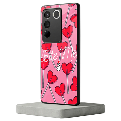 Bite Me vivo v27 5g mobile cover | shockproof glass phone case