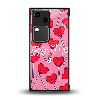 Bite Me back phone cover | glass case for vivo v30