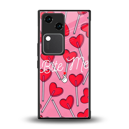 Bite Me back phone cover | glass case for vivo v30