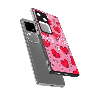 Bite Me sleek vivo v30 cover with tempered glass back and TPU edges