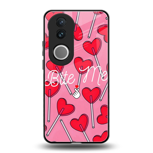 Bite Me back phone cover | glass case for vivo v50