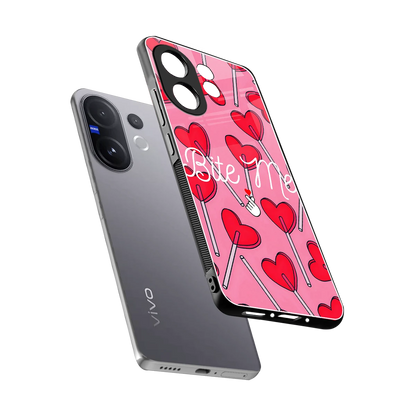 Bite Me sleek vivo v60 cover with tempered glass back and TPU edges