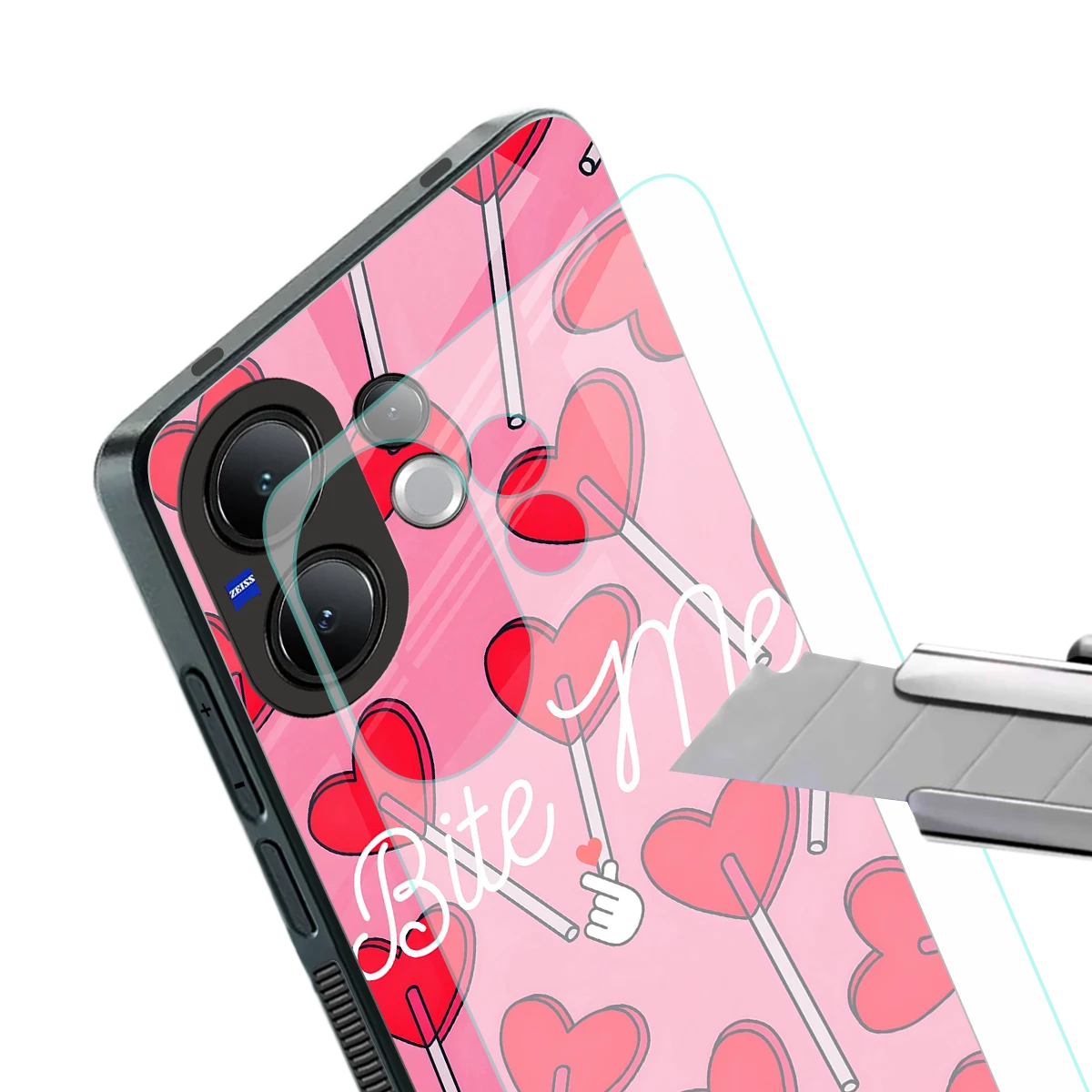 Bite Me stylish phone case for vivo v60 | glossy glass and slim fit