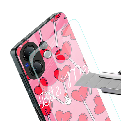 Bite Me stylish phone case for vivo v60 | glossy glass and slim fit