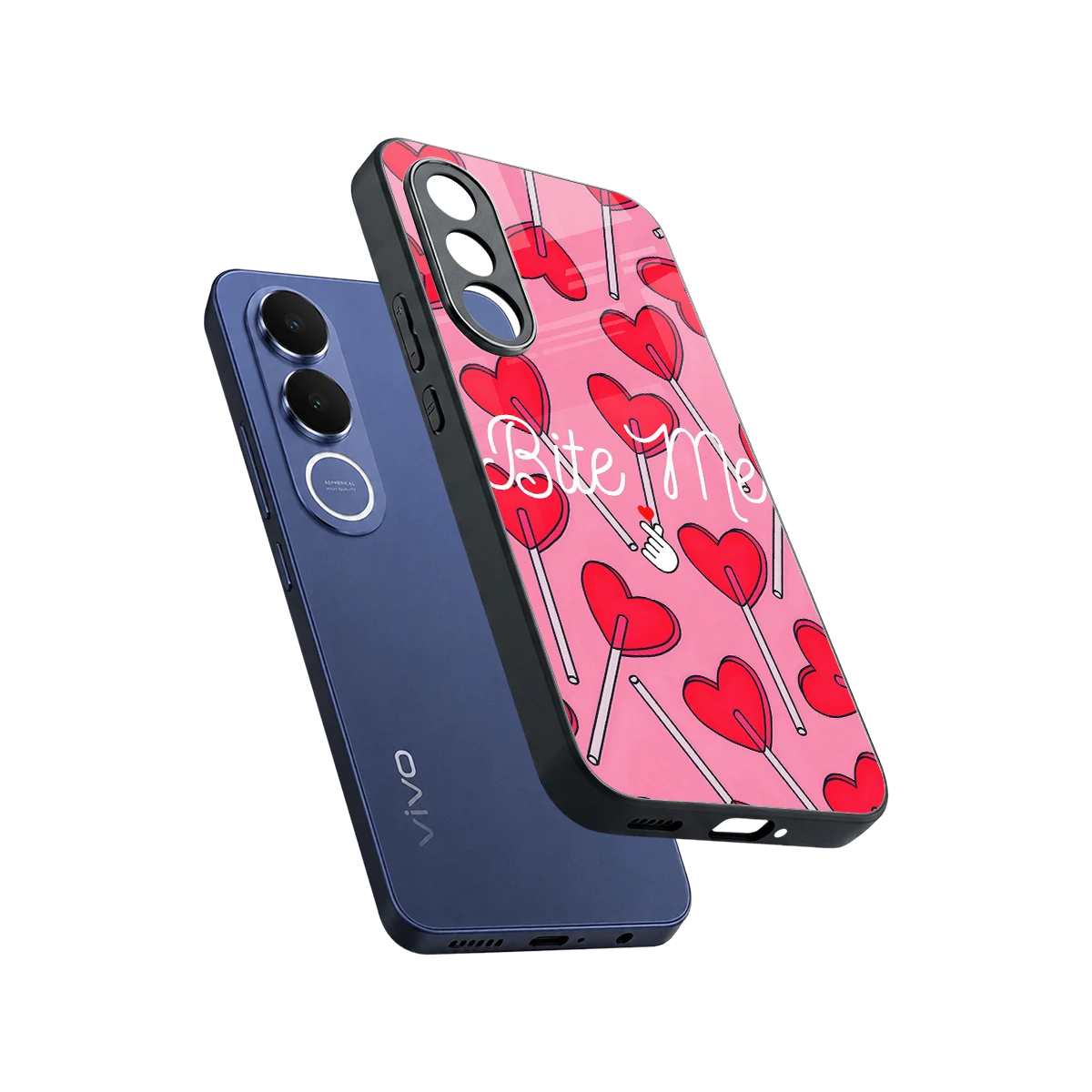 Bite Me sleek vivo v70 fe cover with tempered glass back and TPU edges