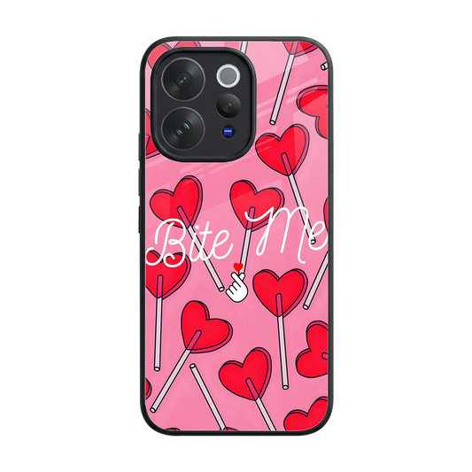 Bite Me back phone cover | glass case for vivo v70 elite