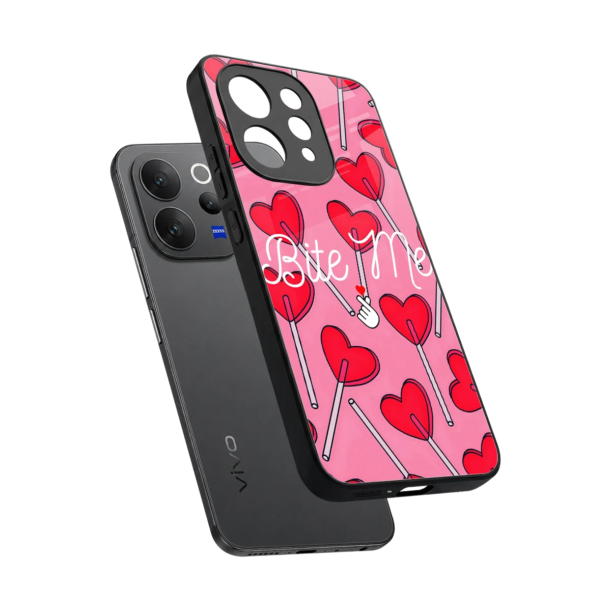 Bite Me sleek vivo v70 cover with tempered glass back and TPU edges