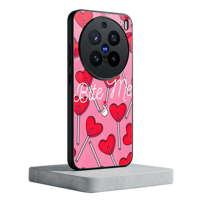 Bite Me vivo x200 pro mobile cover | shockproof glass phone case