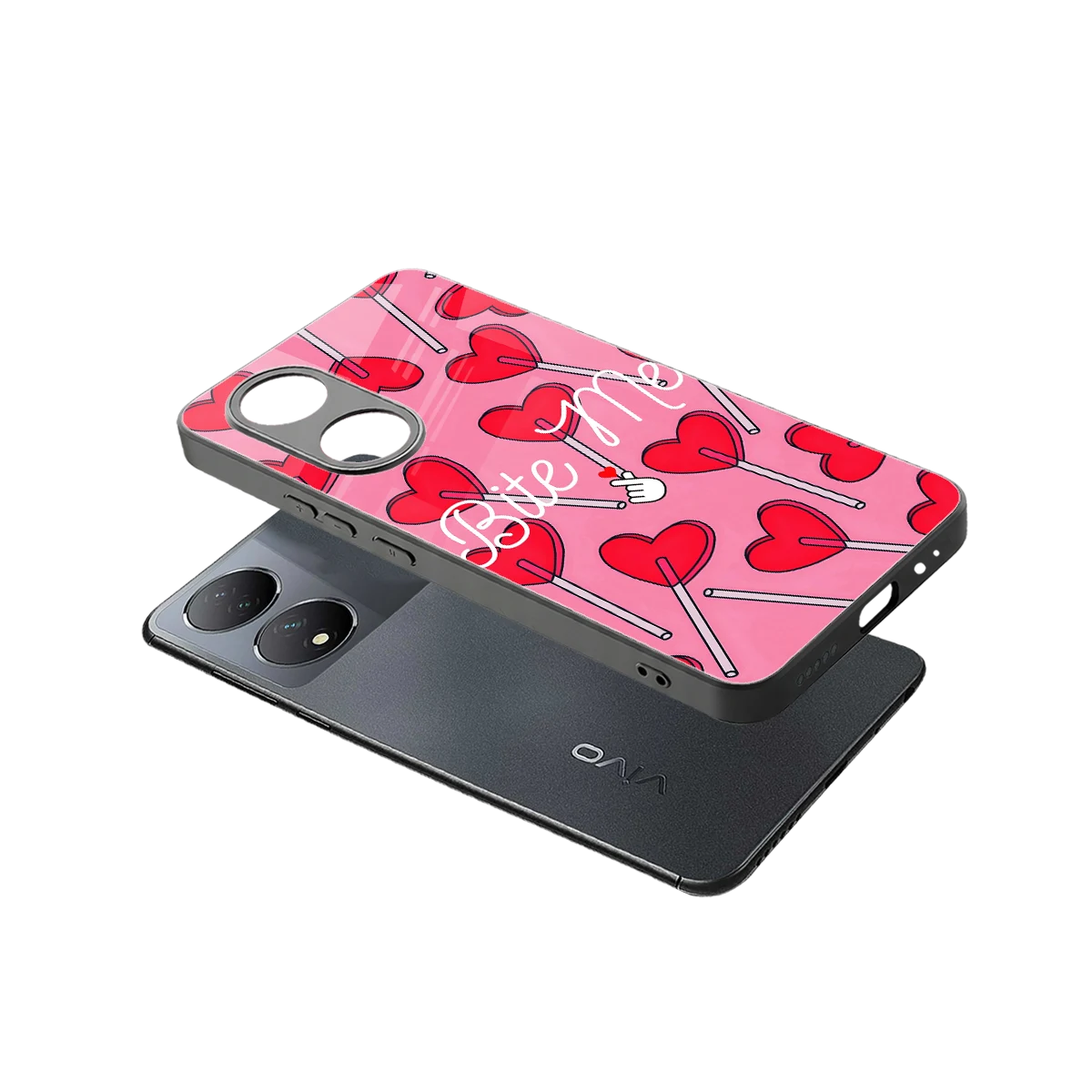 Bite Me sleek Vivo-y100 cover with tempered glass back and TPU edges