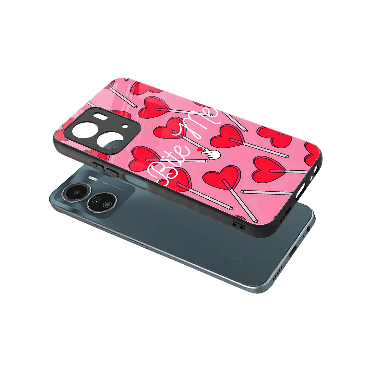 Bite Me sleek vivo y16 cover with tempered glass back and TPU edges