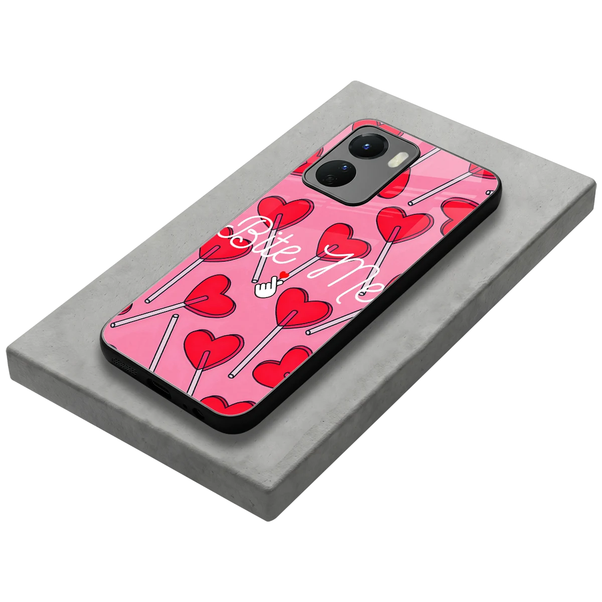 Bite Me stylish phone case for vivo y16 | glossy glass and slim fit