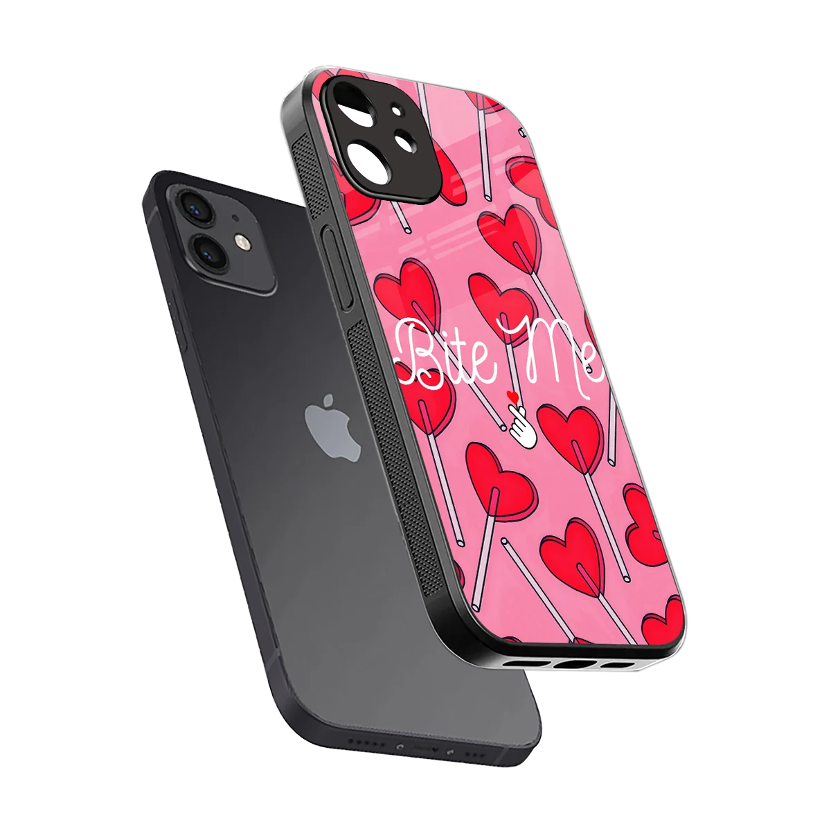 Bite Me sleek iphone 12 cover with tempered glass back and TPU edges