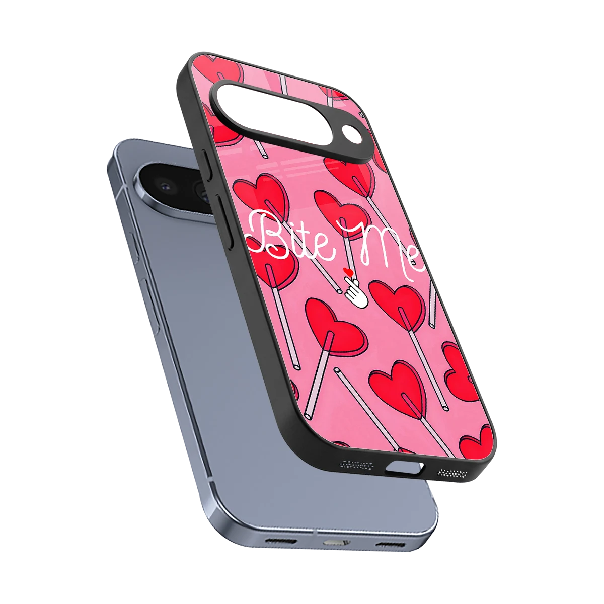 Bite Me sleek google pixel 10 cover with tempered glass back and TPU edges