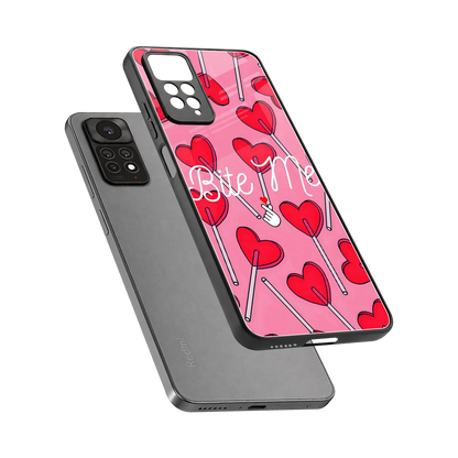 Bite Me sleek redmi note 11 pro cover with tempered glass back and TPU edges
