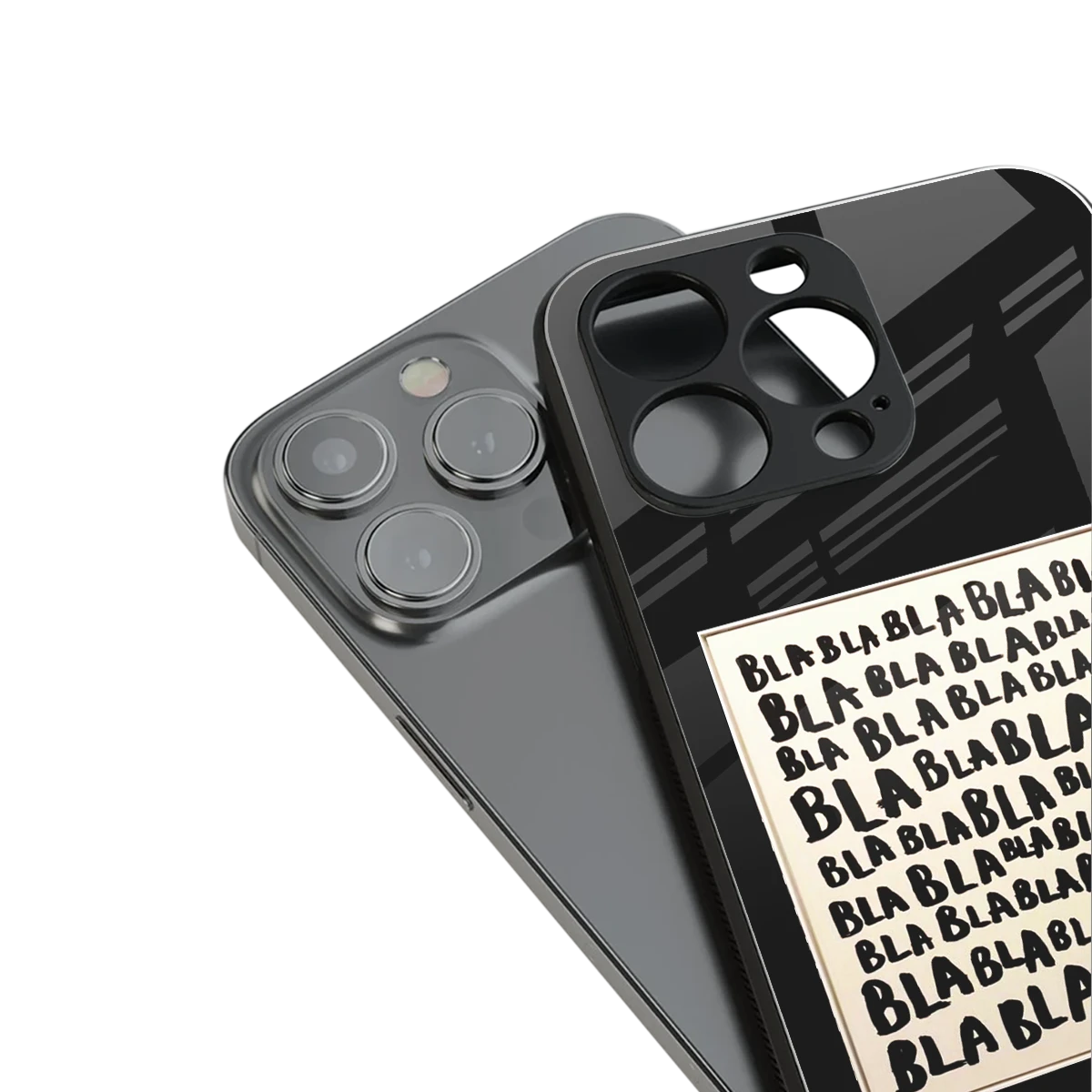 Bla Bla stylish phone case for iphone 15 plus | glossy glass and slim fit