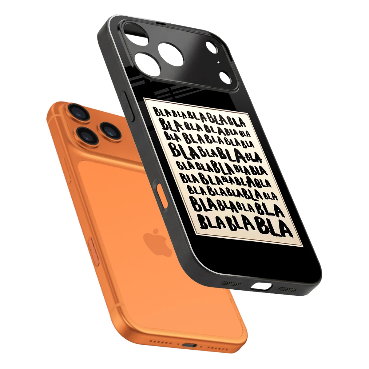 Bla Bla sleek iphone 17 pro cover with tempered glass back and TPU edges