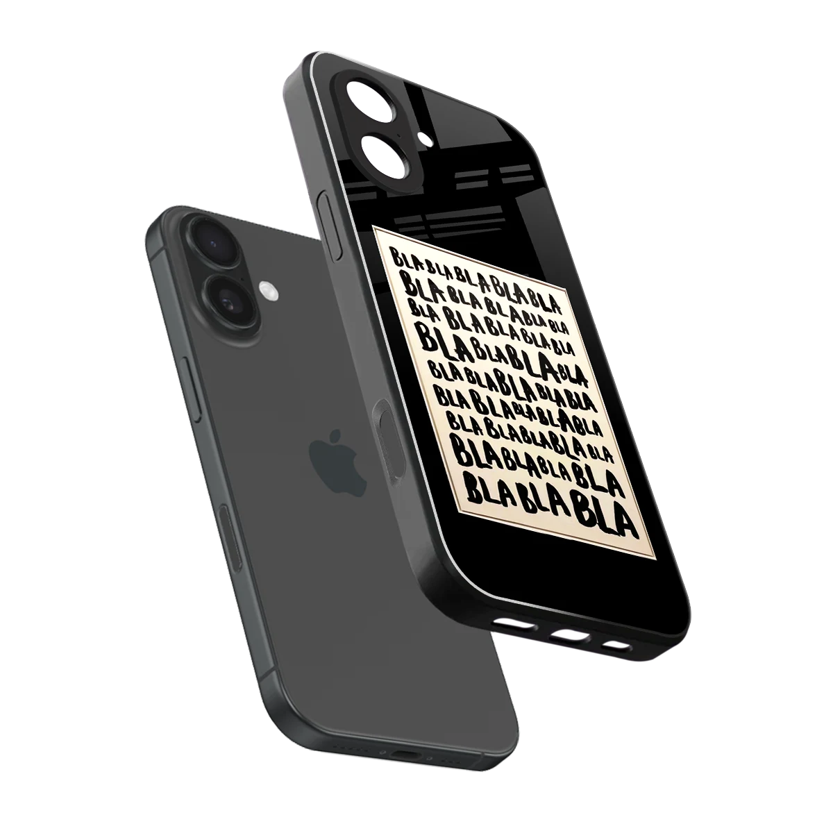 Bla Bla sleek iphone 17 cover with tempered glass back and TPU edges