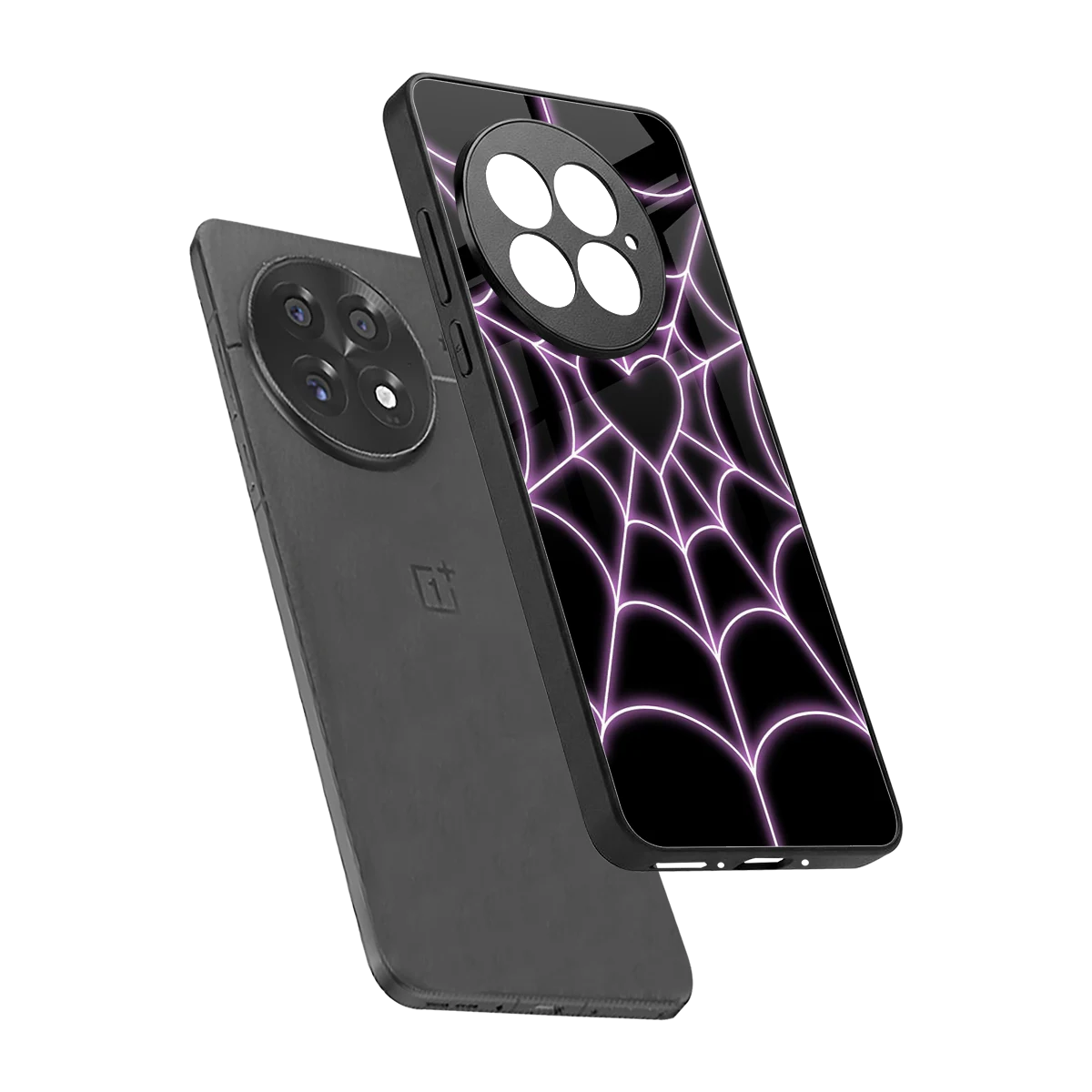 Black Jelly Bean sleek oneplus 13 cover with tempered glass back and TPU edges