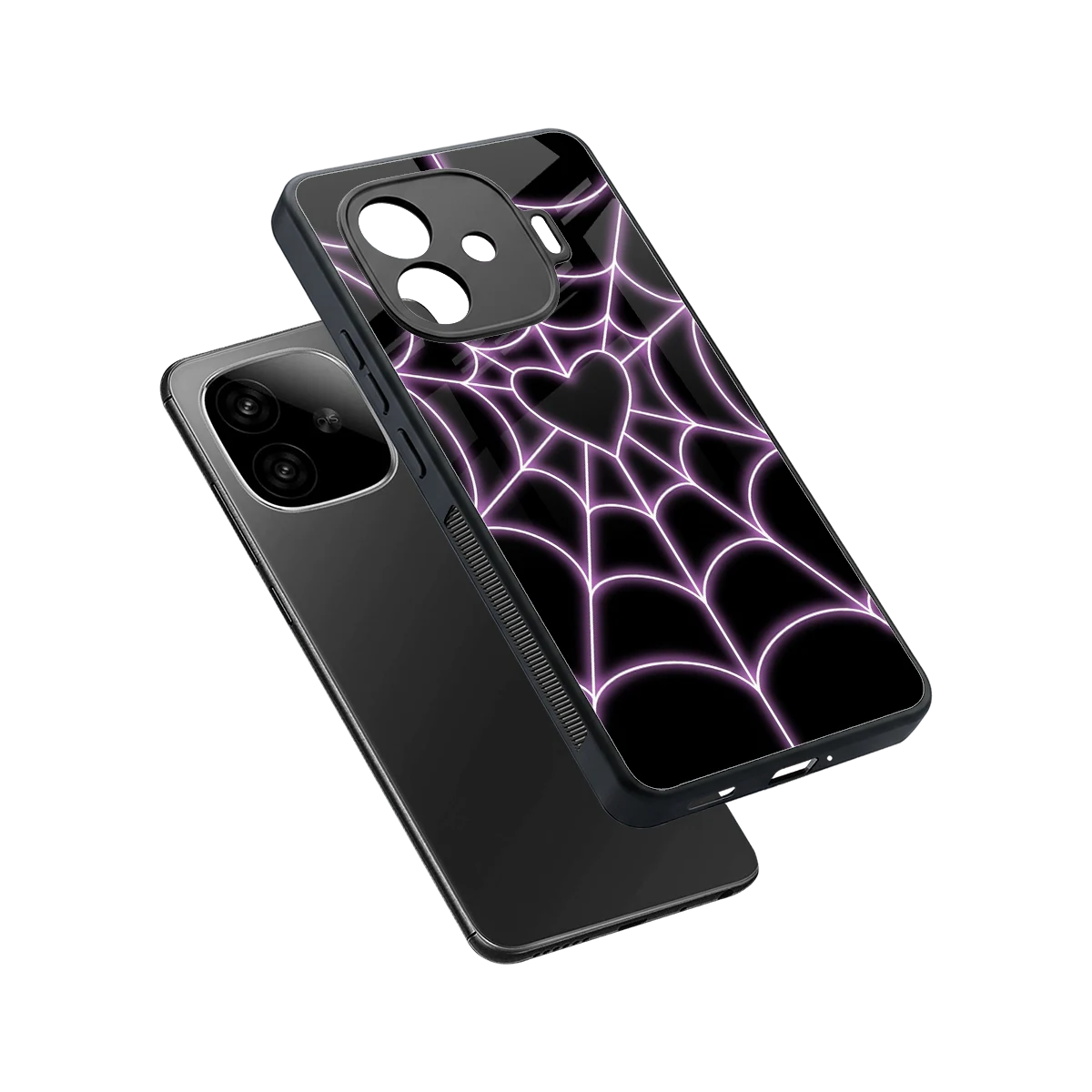 Black Jelly Bean sleek iqoo neo 10r 5g cover with tempered glass back and TPU edges