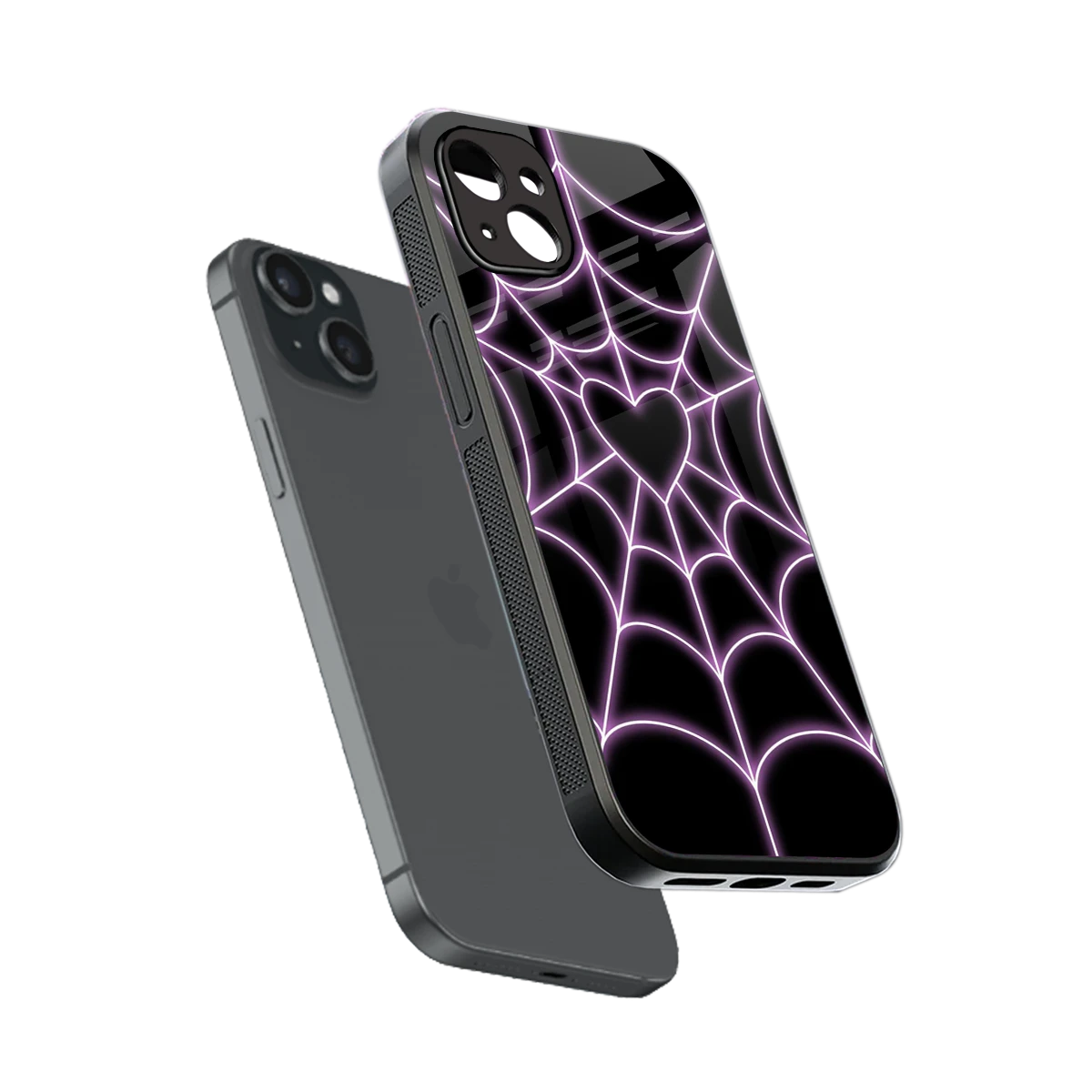 Black Jelly Bean sleek iphone 14 plus cover with tempered glass back and TPU edges