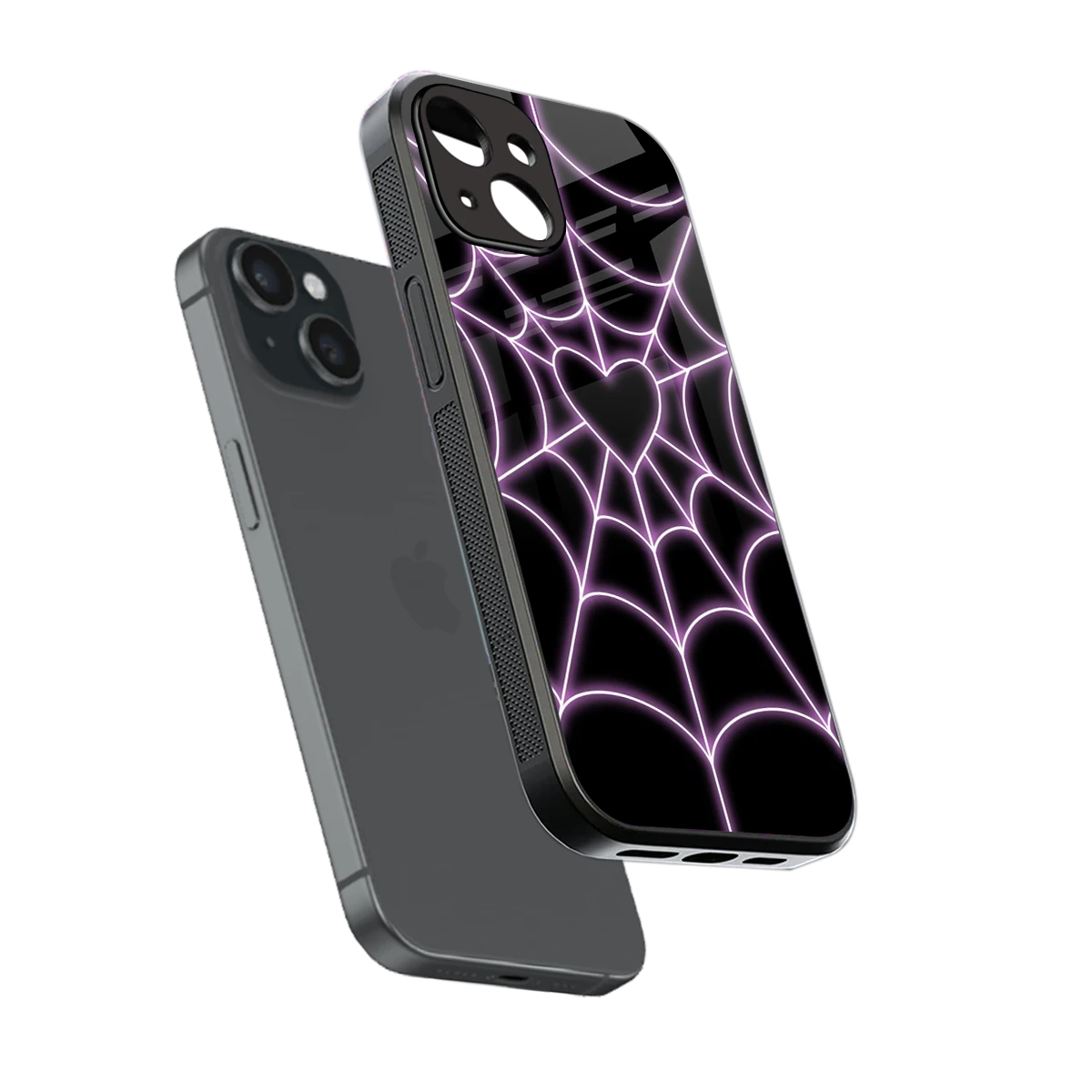 Black Jelly Bean sleek iphone 15 cover with tempered glass back and TPU edges