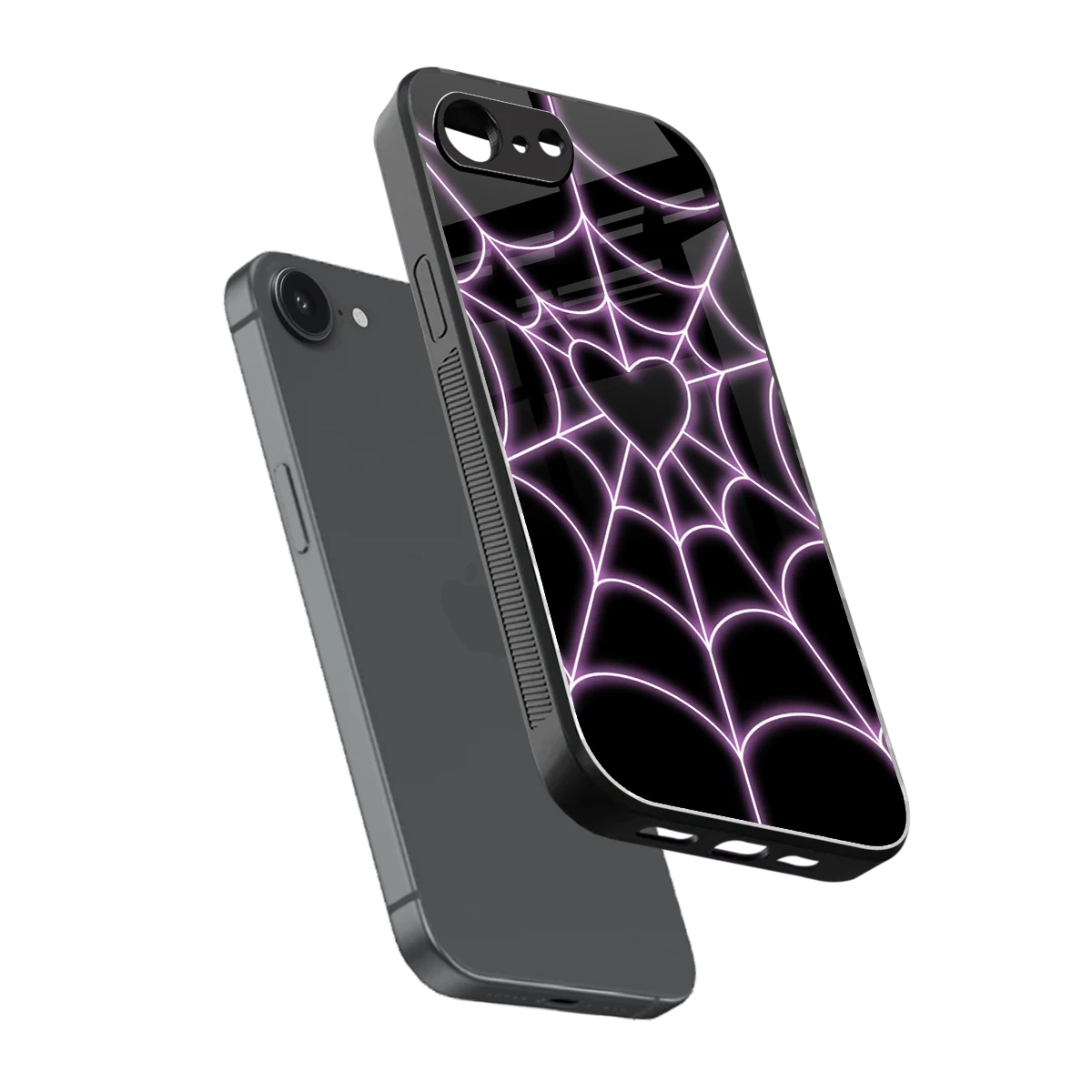 Black Jelly Bean sleek iphone 16e cover with tempered glass back and TPU edges