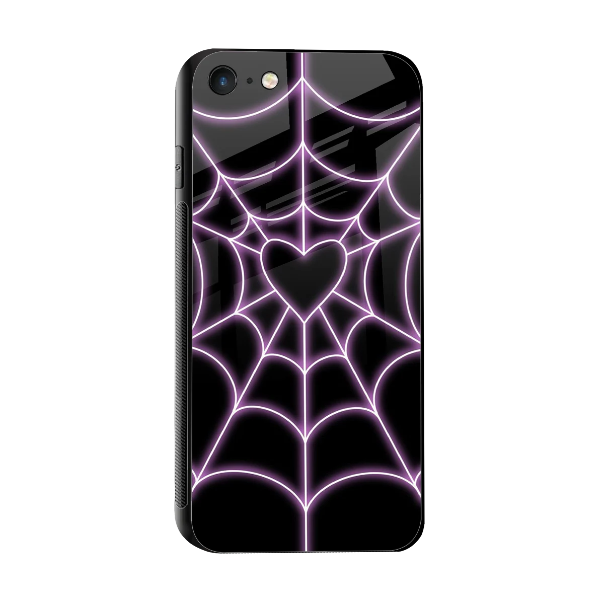 Black Jelly Bean sleek iphone 7 cover with tempered glass back and TPU edges