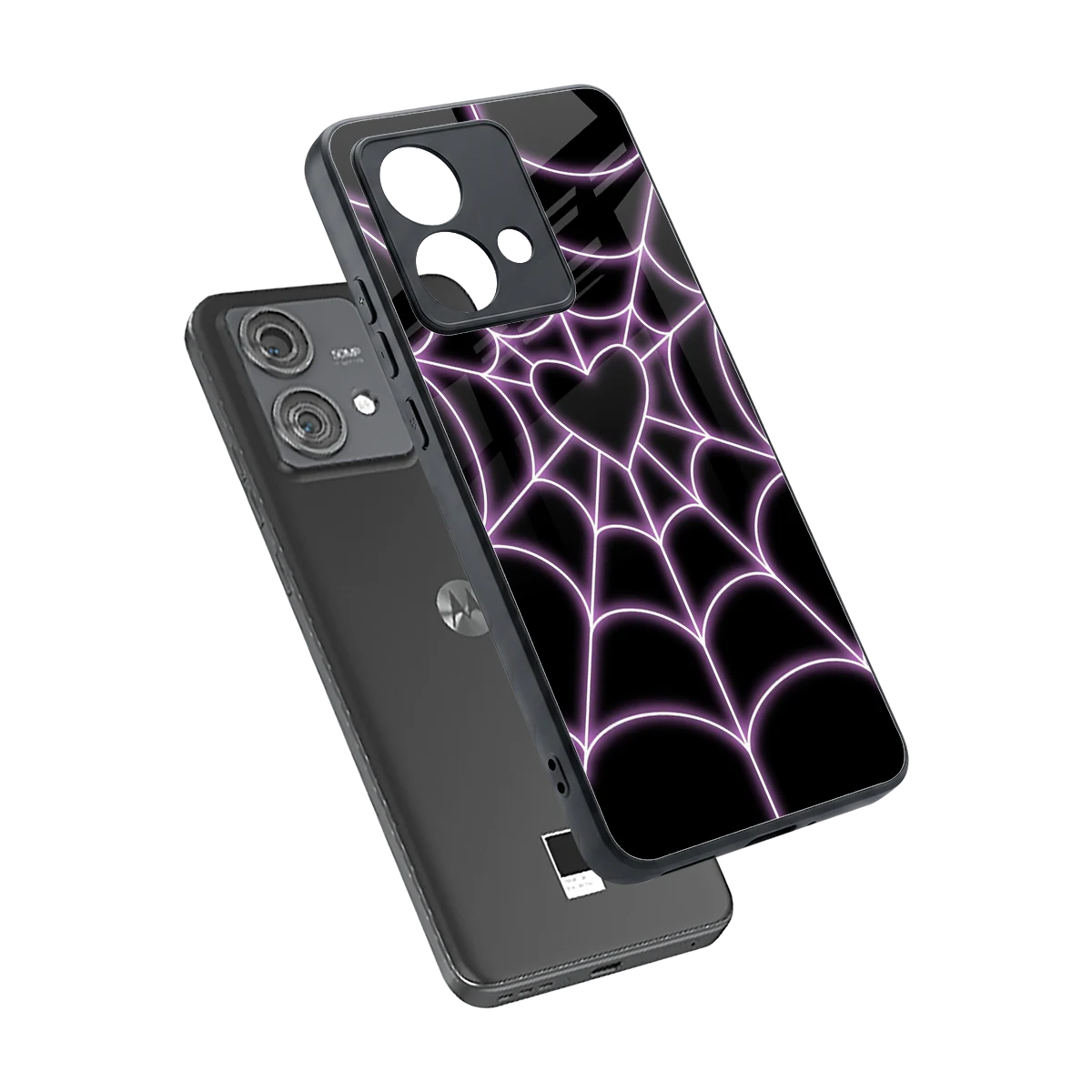 Black Jelly Bean sleek motorola edge 40 neo 5g cover with tempered glass back and TPU edges