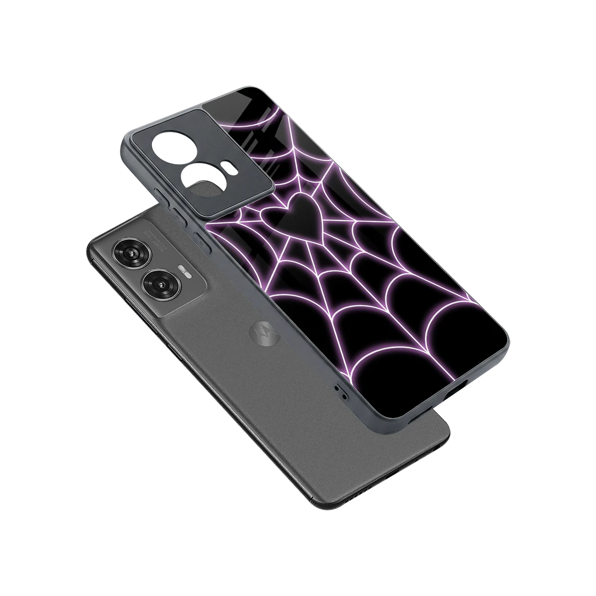 Black Jelly Bean sleek motorola edge 50 fusion cover with tempered glass back and TPU edges