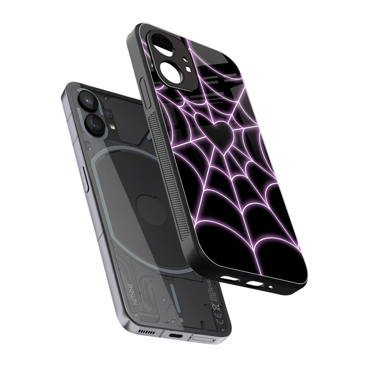 Black Jelly Bean sleek nothing phone 1 cover with tempered glass back and TPU edges