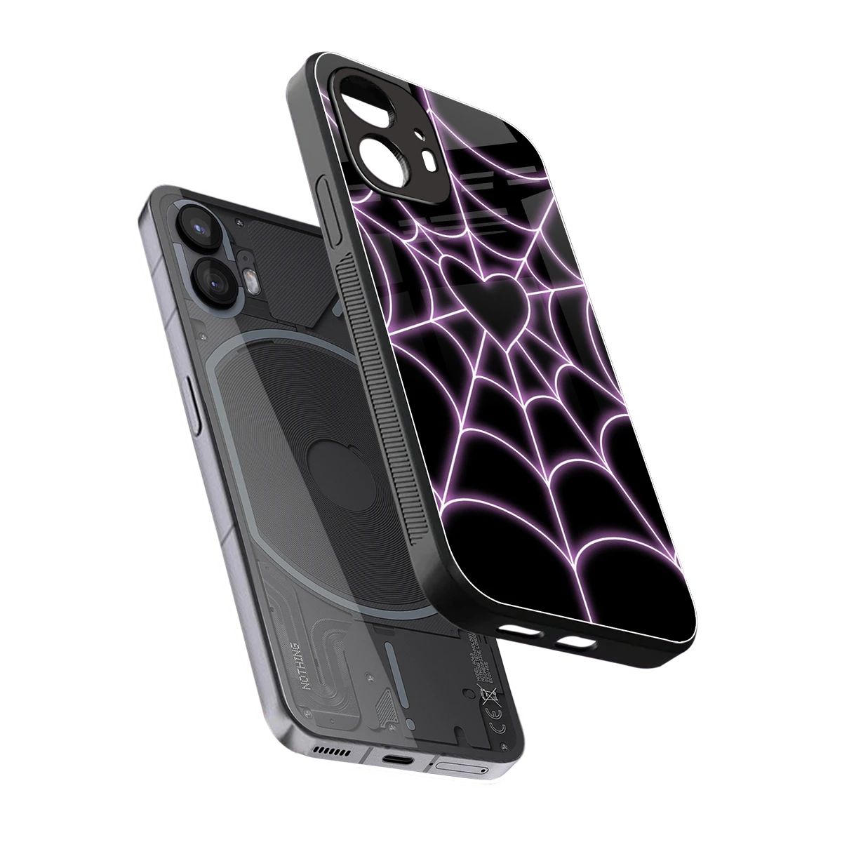 Black Jelly Bean sleek nothing phone 2 cover with tempered glass back and TPU edges