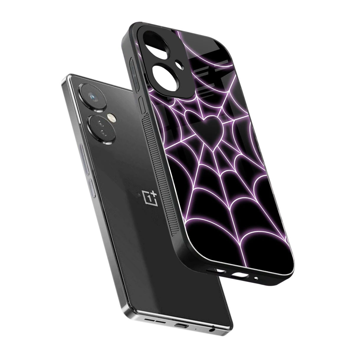 Black Jelly Bean sleek oneplus nord ce 3 cover with tempered glass back and TPU edges