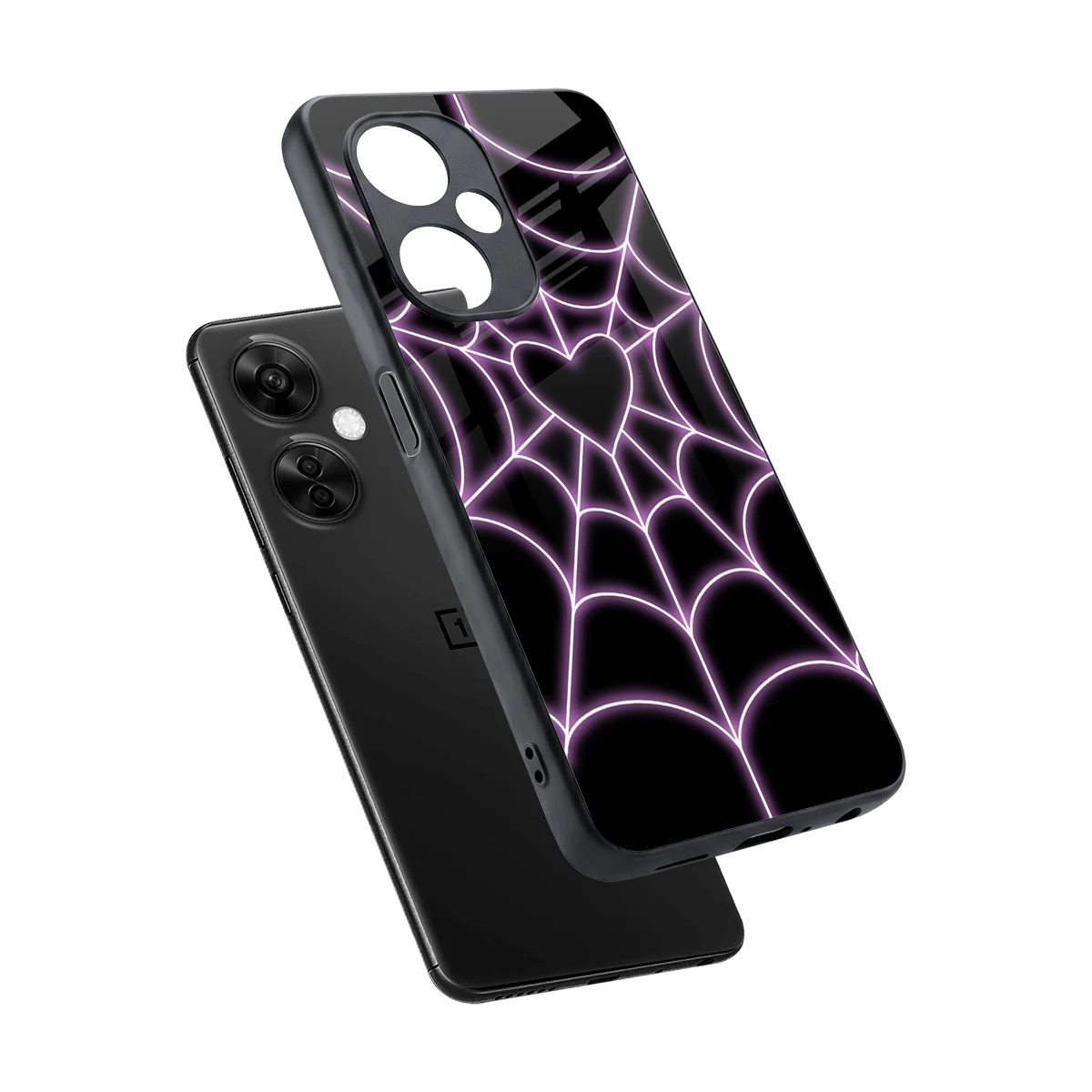 Black Jelly Bean sleek oneplus nord ce 3 lite cover with tempered glass back and TPU edges