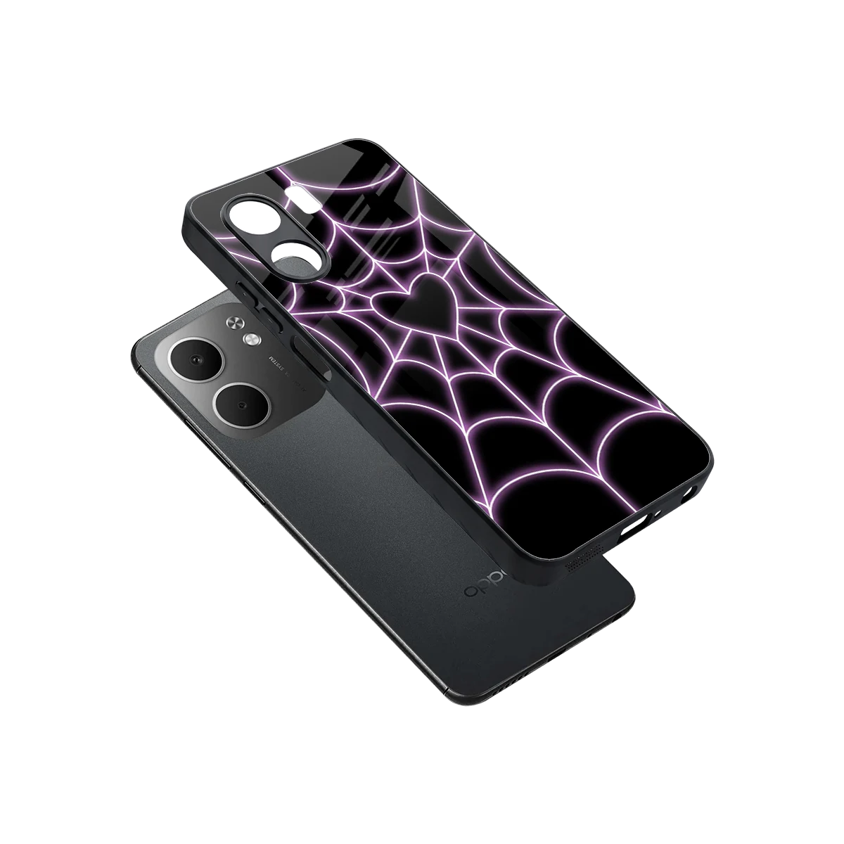 Black Jelly Bean sleek oppo a5x 5g cover with tempered glass back and TPU edges