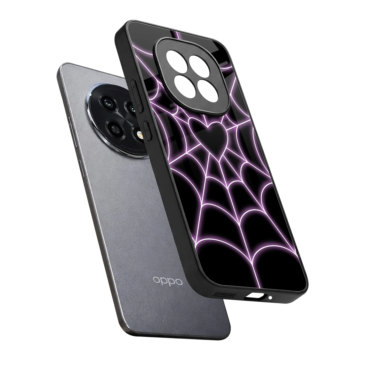 Black Jelly Bean sleek oppo f29 pro 5g cover with tempered glass back and TPU edges