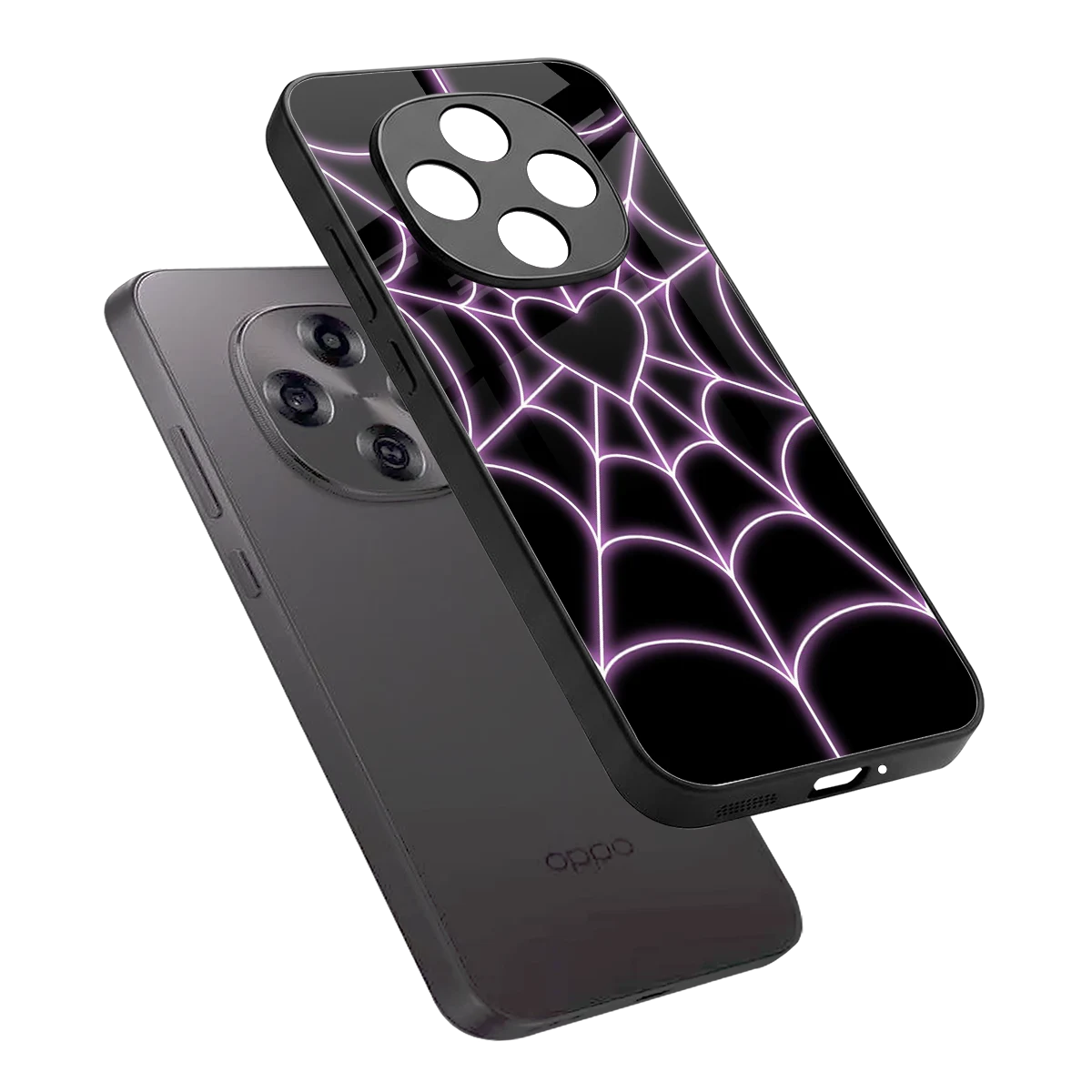 Black Jelly Bean sleek oppo f31 pro 5g cover with tempered glass back and TPU edges