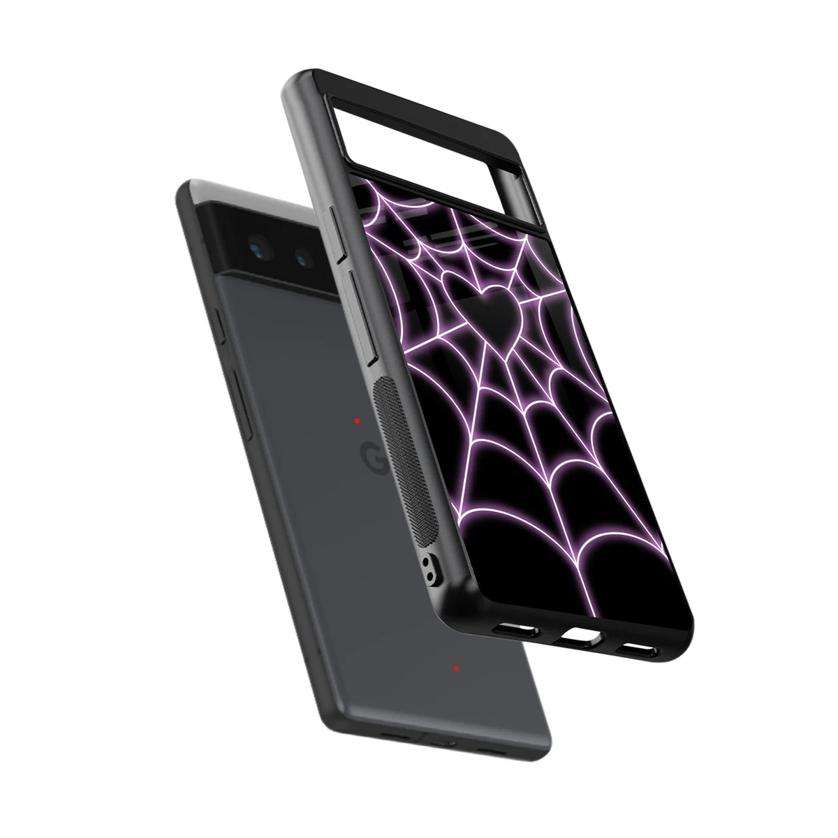 Black Jelly Bean sleek google pixel 6a cover with tempered glass back and TPU edges
