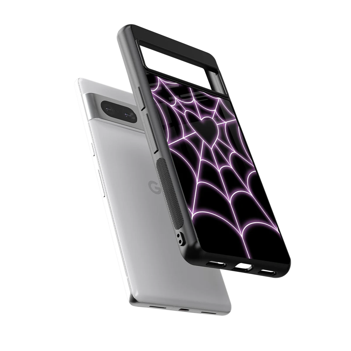Black Jelly Bean sleek google pixel 7a cover with tempered glass back and TPU edges