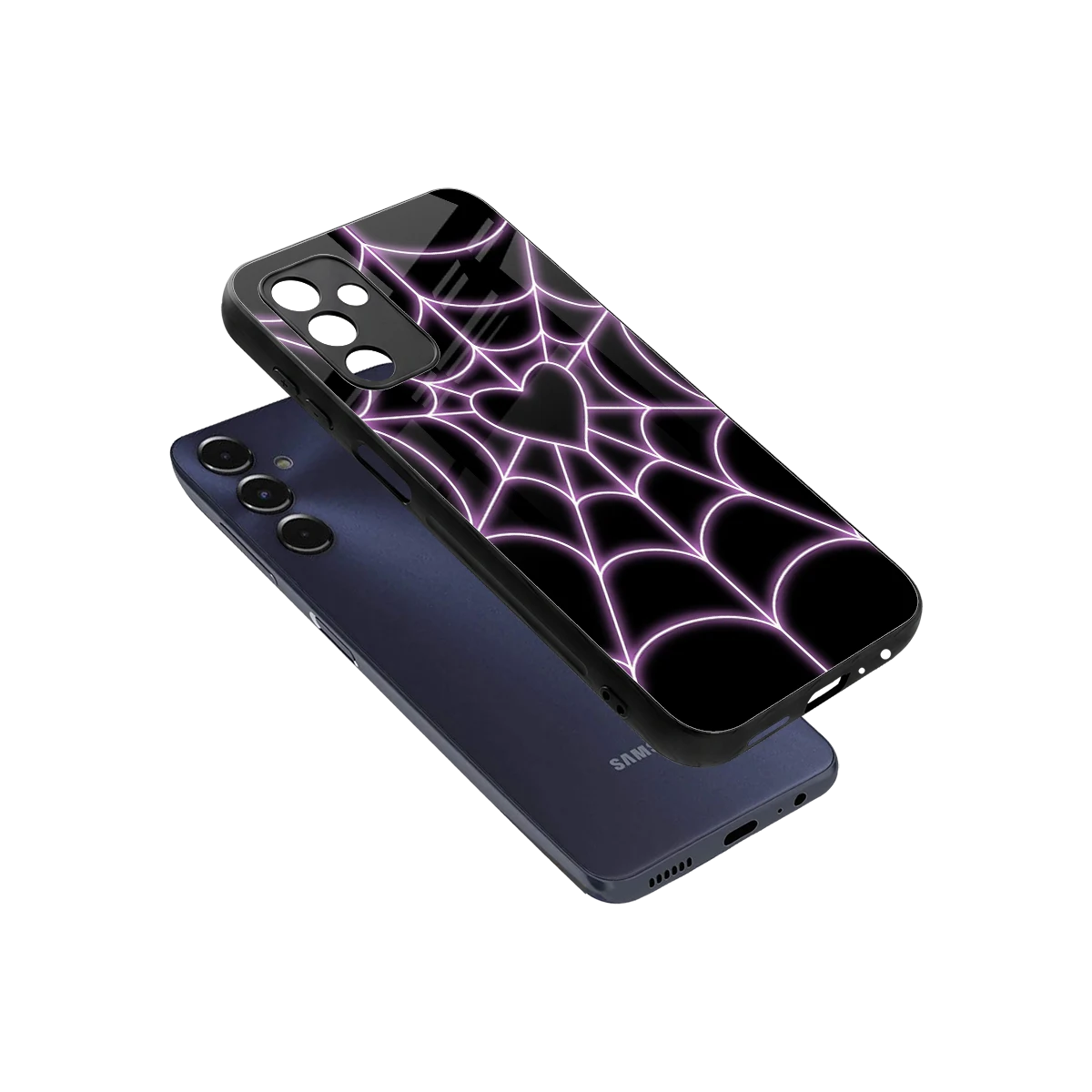 Black Jelly Bean sleek samsung galaxy m14 5g cover with tempered glass back and TPU edges