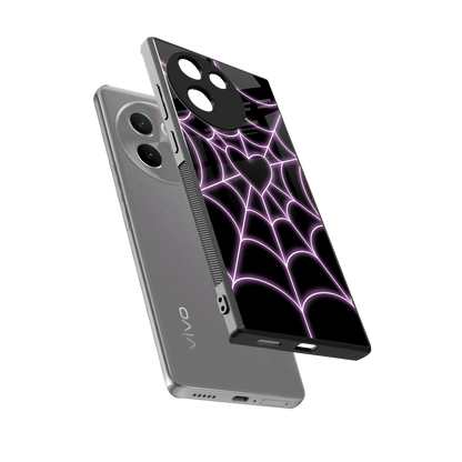 Black Jelly Bean sleek vivo v30e cover with tempered glass back and TPU edges