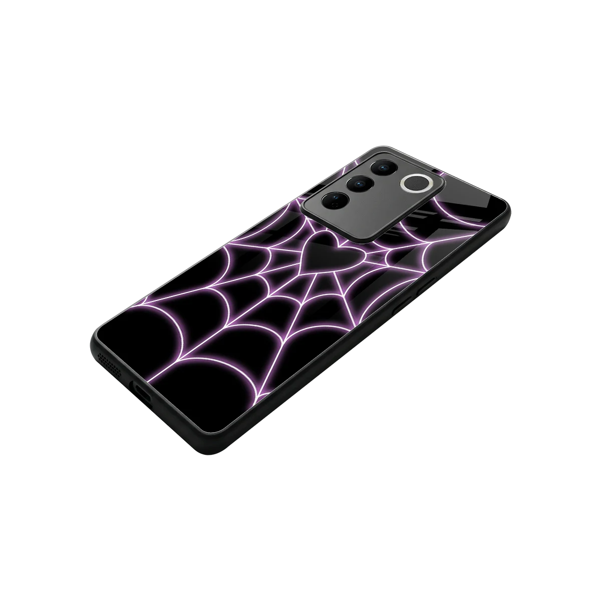 Black Jelly Bean stylish phone case for vivo v27 5g | glossy glass and slim fit