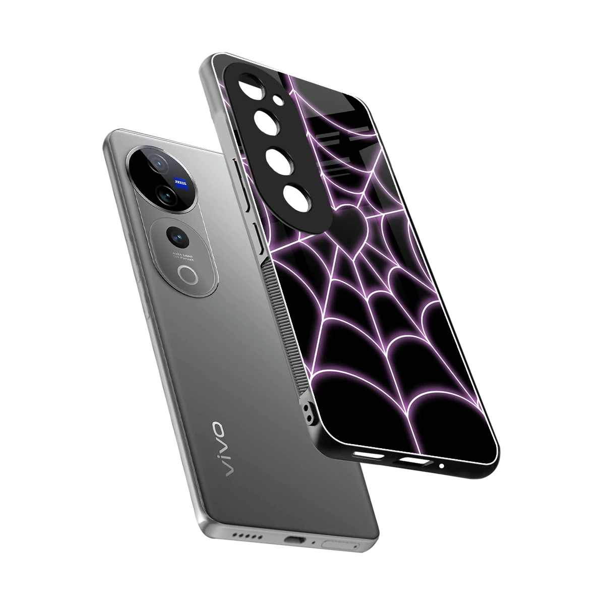 Black Jelly Bean sleek vivo v40 pro cover with tempered glass back and TPU edges