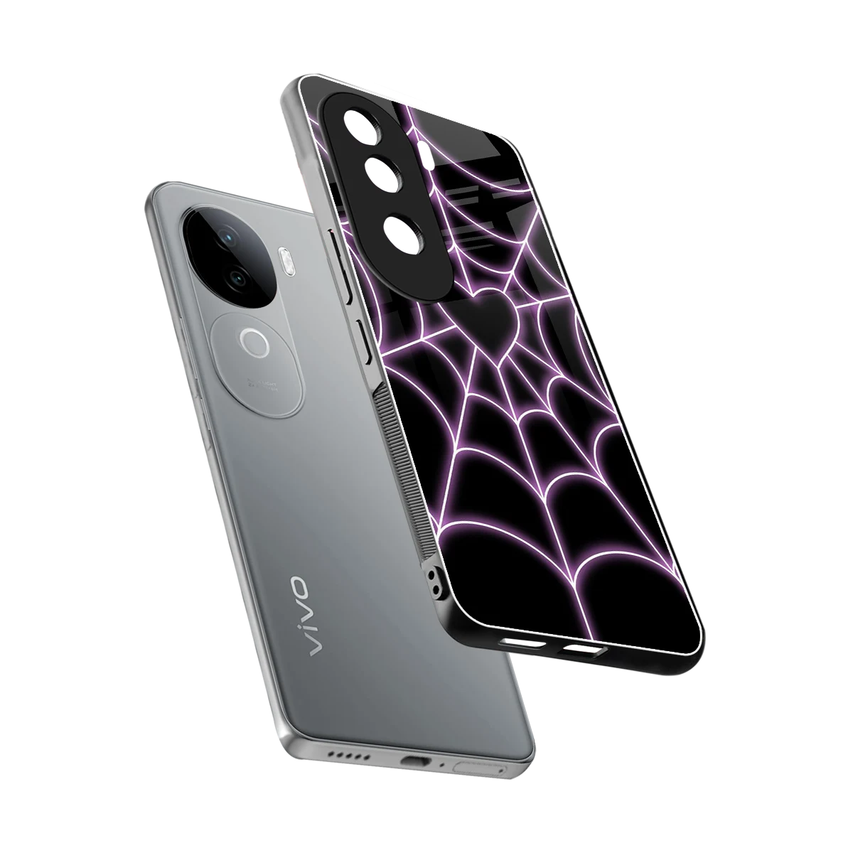 Black Jelly Bean sleek vivo v40e cover with tempered glass back and TPU edges