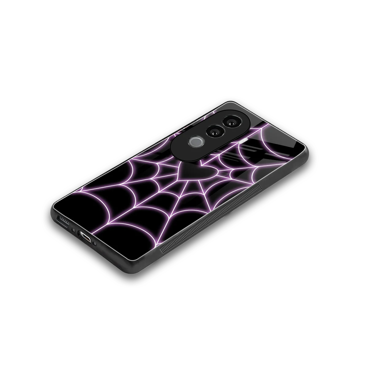 Black Jelly Bean stylish phone case for vivo v40e | glossy glass and slim fit