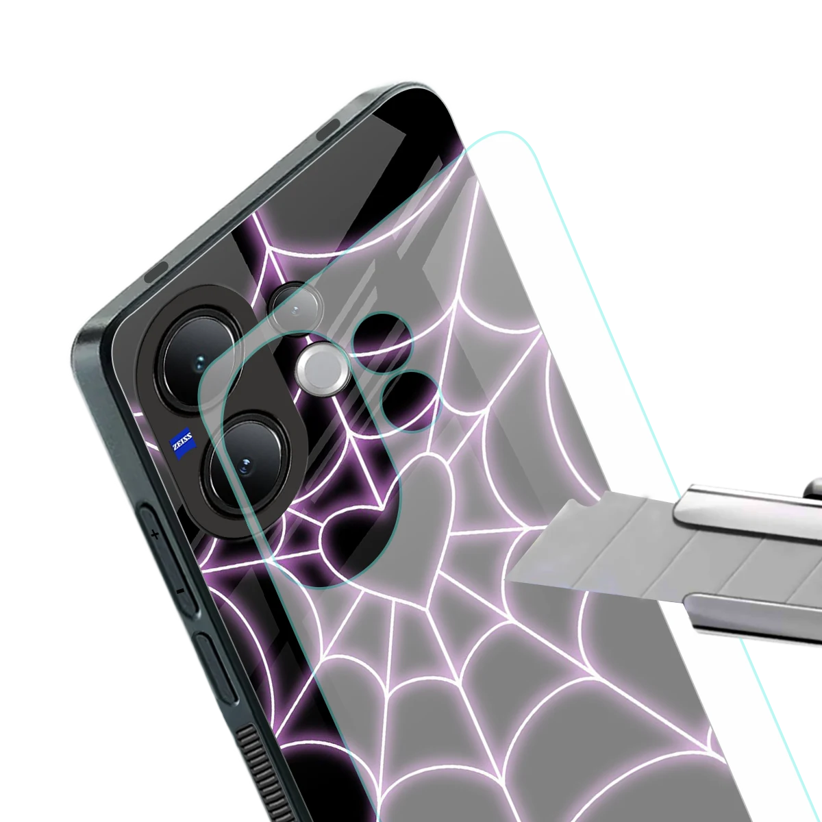 Black Jelly Bean stylish phone case for vivo v60 | glossy glass and slim fit