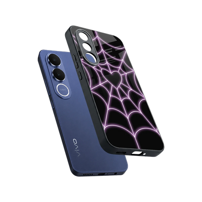Black Jelly Bean sleek vivo v70 fe cover with tempered glass back and TPU edges