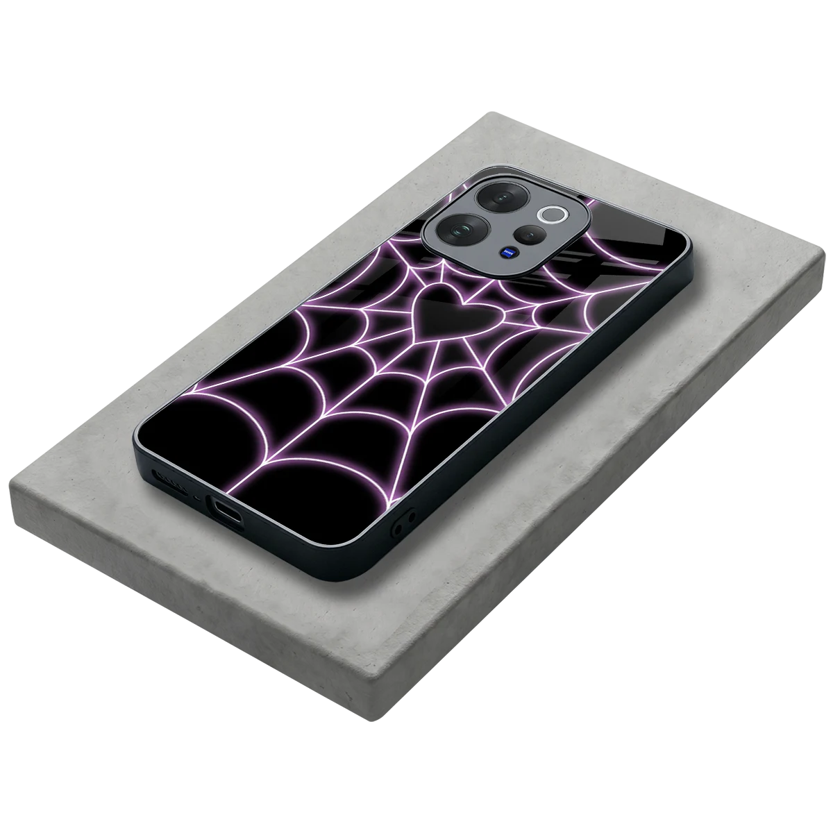 Black Jelly Bean stylish phone case for vivo v70 | glossy glass and slim fit