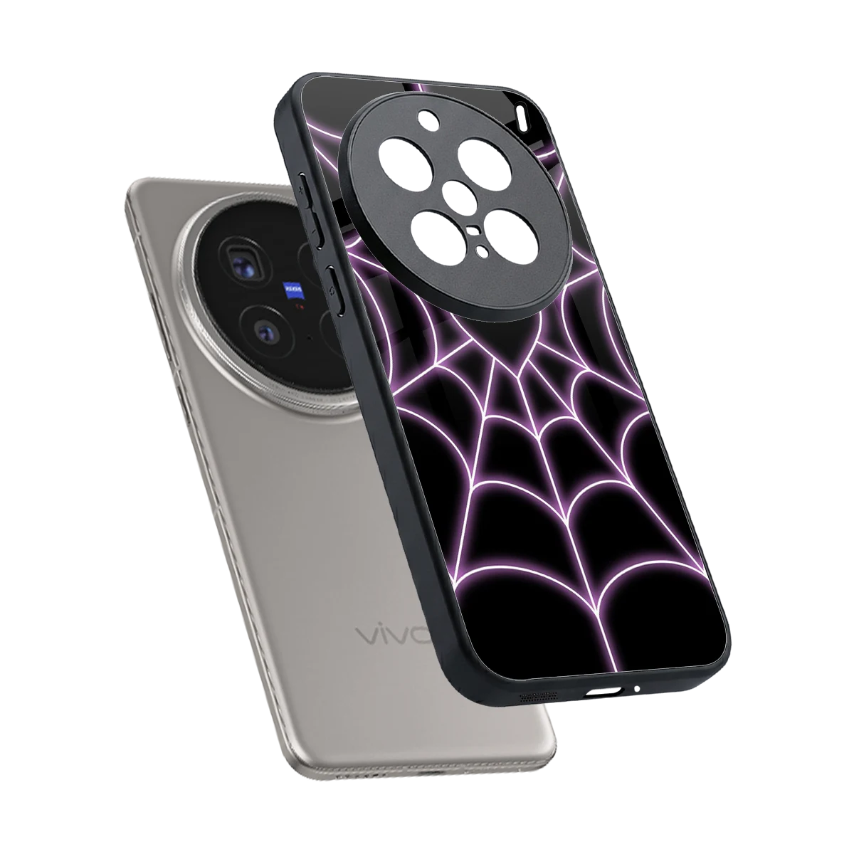 Black Jelly Bean sleek vivo x200 pro cover with tempered glass back and TPU edges