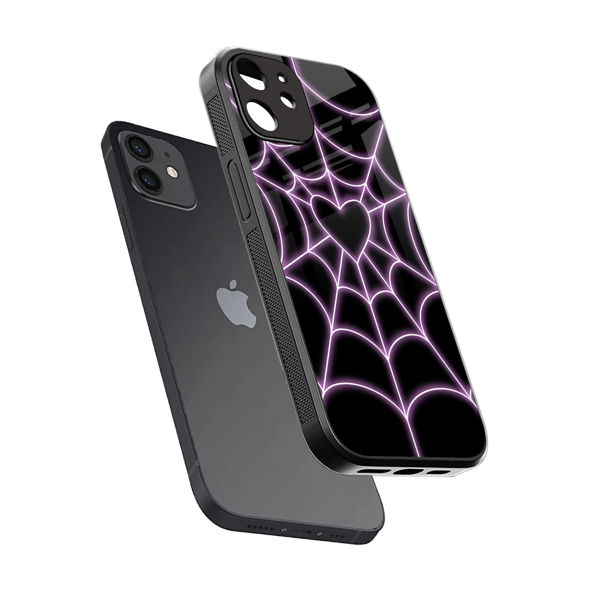 Black Jelly Bean sleek iphone 12 cover with tempered glass back and TPU edges